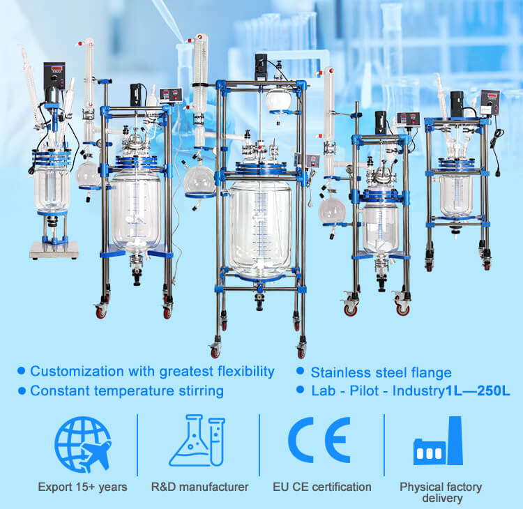 Single layer glass reactor 2L/20L/50L;