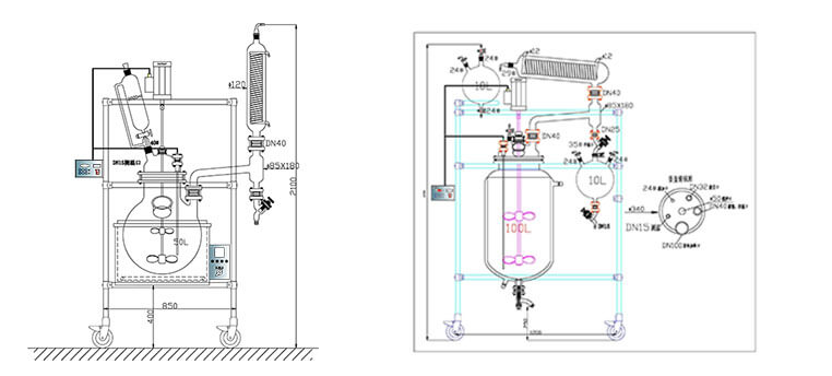 Single layer glass reactor 50L/250L/500L;